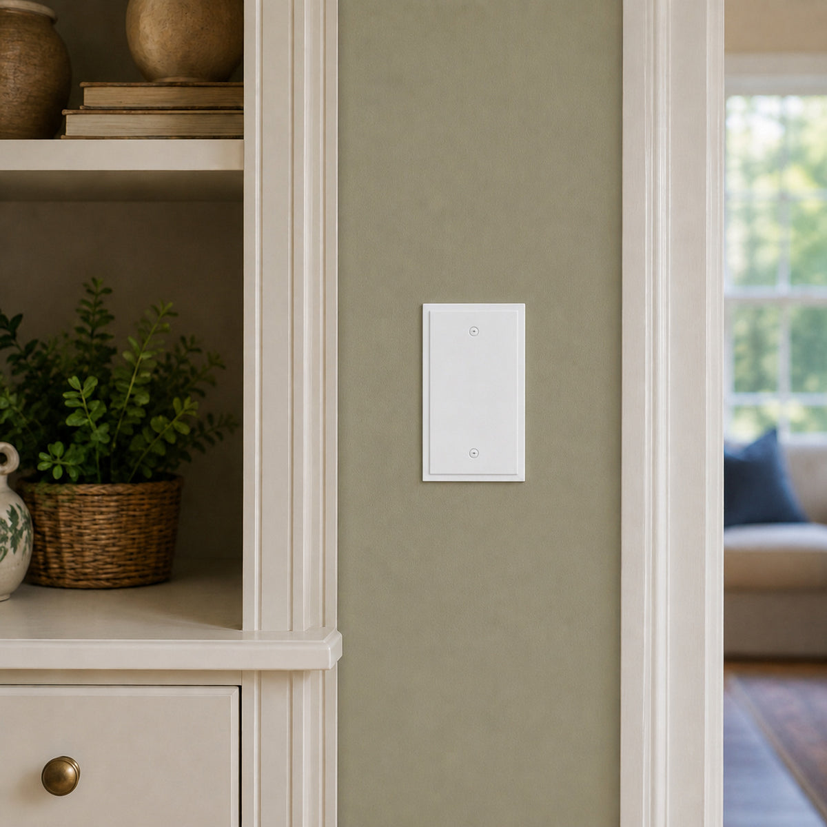 Harmon White Single Blank Modern Edge Switchplate Cover