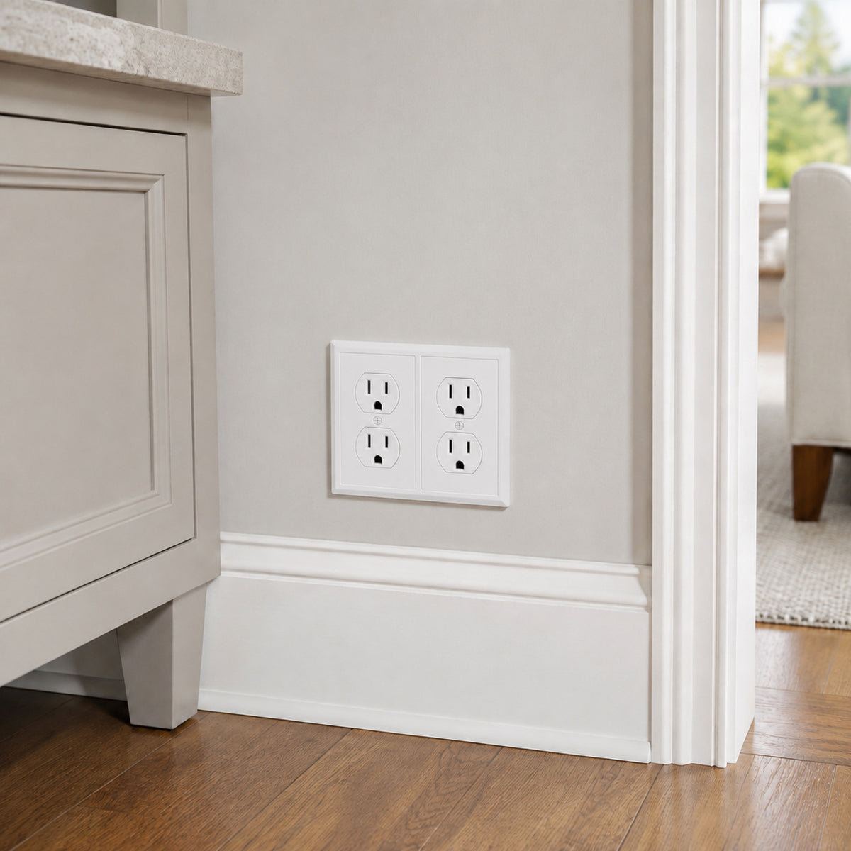 Harmon White Double Duplex Modern Edge Outlet Cover