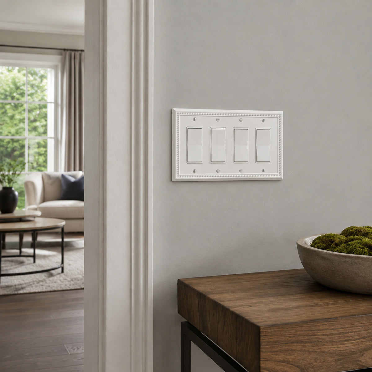 Harmon White Quad Decora Decorative Switchplate Cover