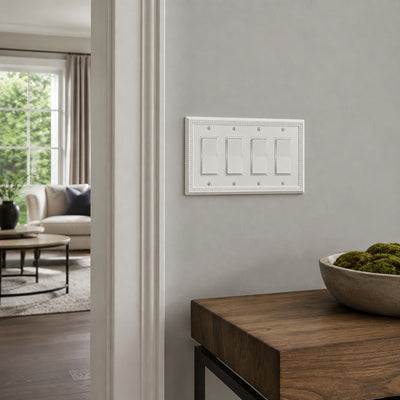 Harmon White Quad Decora Decorative Switchplate Cover