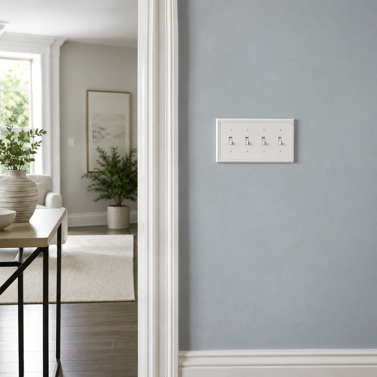 Harmon White Quad Toggle Decorative Switchplate Cover