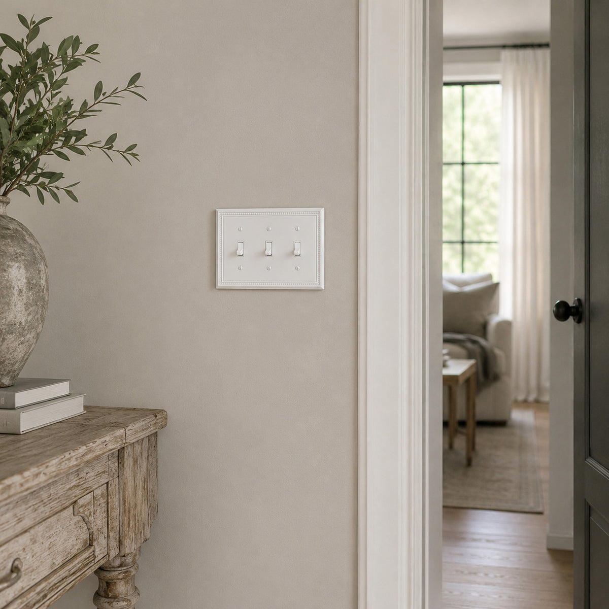 Harmon White Triple Toggle Decorative Switchplate Cover