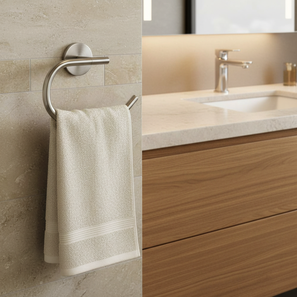 Kain Series Satin Nickel Towel Ring