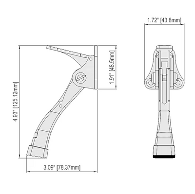Polished Chrome 4" Kick-down Door Stop and Door Holder