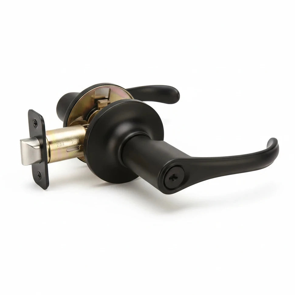Rochester Entry Door Lever, Matte Black