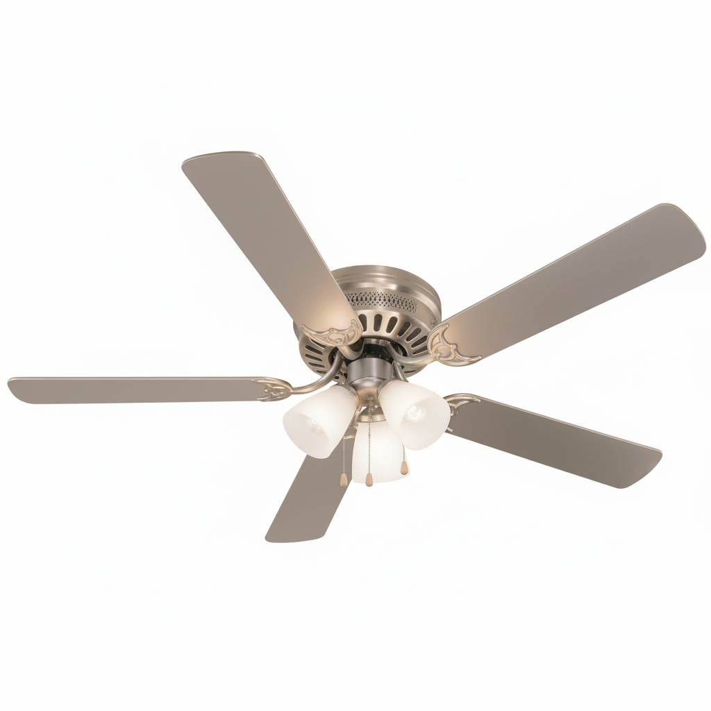 Satin Nickel 52" Hugger Ceiling Fan w/ Light Kit : 8687
