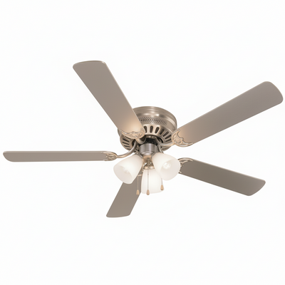 Satin Nickel 52" Hugger Ceiling Fan w/ Light Kit : 8687