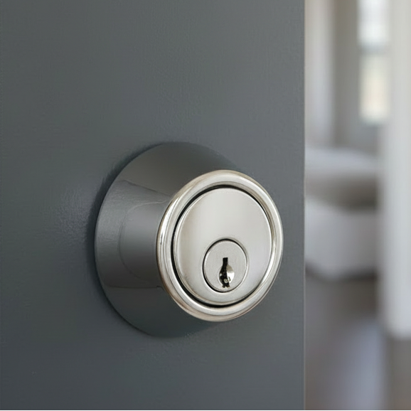 Designers Impressions Polished Chrome Single Cylinder Deadbolt