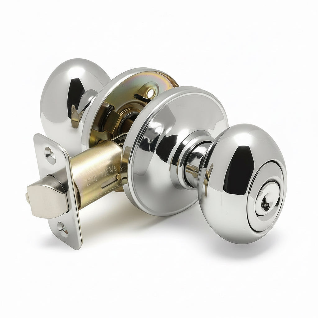 Somerset Keyed Entry Door Knob, Polished Chrome