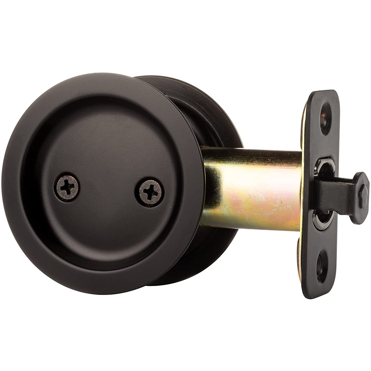 Flat Black Round Hall/Closet Passage Pocket Door Latch
