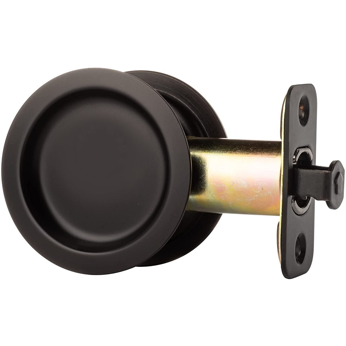 Dynasty Hardware Round Hall/Closet Passage Pocket Door Latch, Flat Black