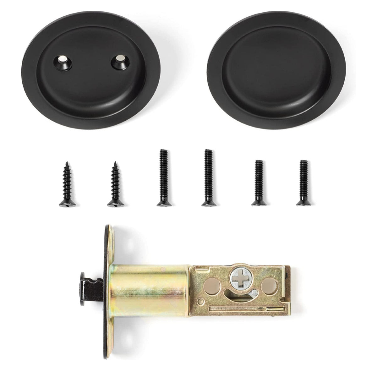 Flat Black Round Passage Pocket Door Latch Parts