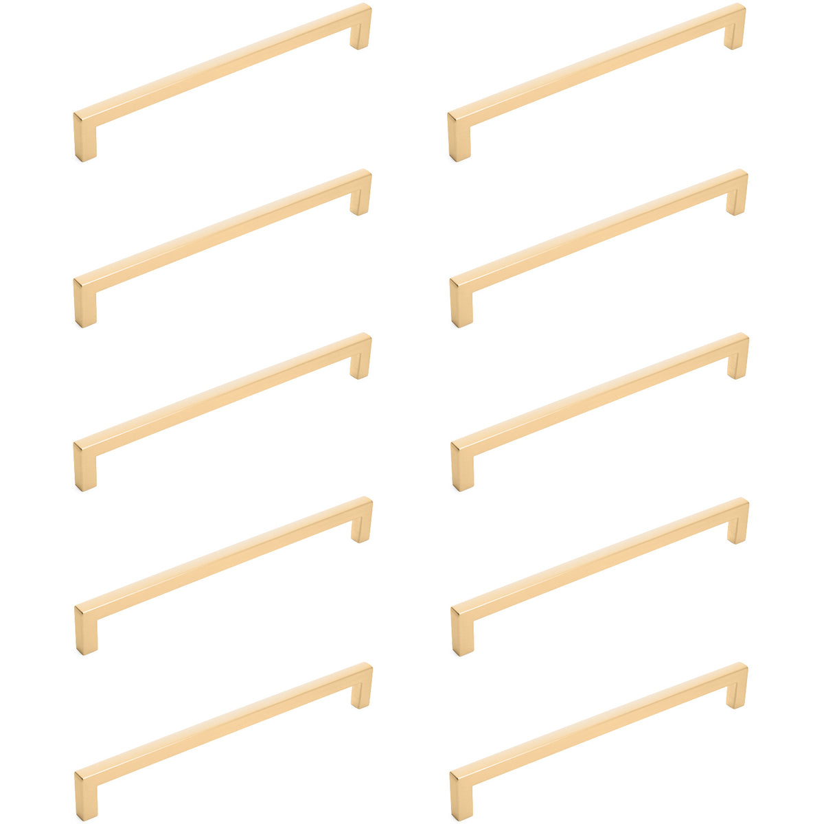 Diversa Brushed Gold 7-1/2&quot; (192mm) Square Edge Solid Cabinet Bar Pull - 10 PACK