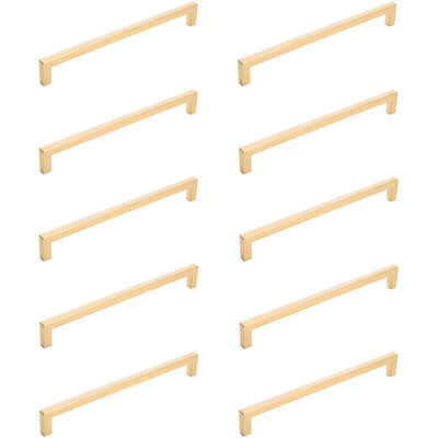 Diversa Brushed Gold 7-1/2&quot; (192mm) Square Edge Solid Cabinet Bar Pull - 10 PACK