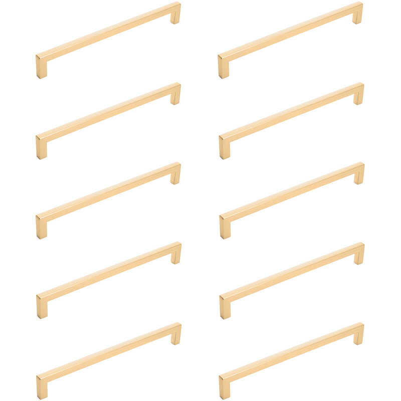 Diversa Brushed Gold 7-1/2&quot; (192mm) Square Edge Solid Cabinet Bar Pull - 10 PACK