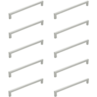 Diversa Brushed Satin Nickel 7-1/2" (192mm) Square Edge Solid Cabinet Bar Pull - 10 PACK