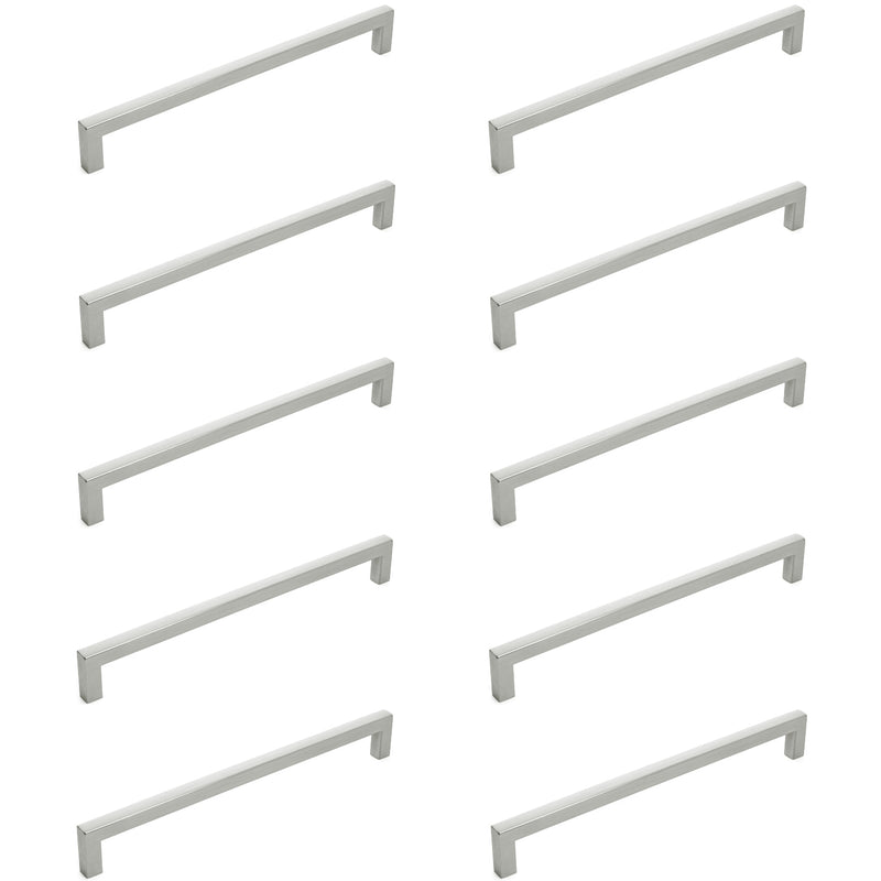 Diversa Brushed Satin Nickel 7-1/2&quot; (192mm) Square Edge Solid Cabinet Bar Pull - 10 PACK