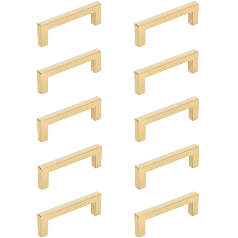 Diversa Brushed Gold 3&quot; (76mm) Square Edge Solid Cabinet Bar Pull - 10 PACK