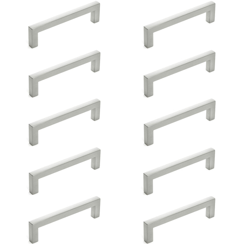 Diversa Brushed Satin Nickel 3-3/4&quot; (96mm) Square Edge Solid Cabinet Bar Pull - 10 PACK