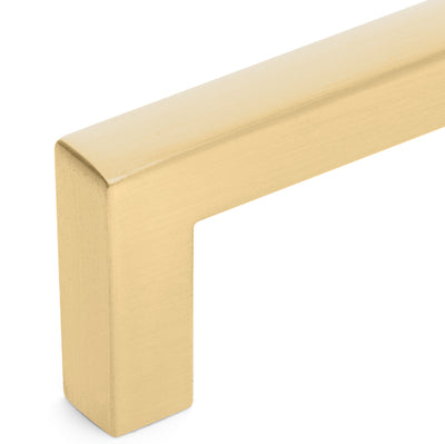 Diversa Brushed Gold 7-1/2&quot; (192mm) Square Edge Solid Cabinet Bar Pull - 10 PACK