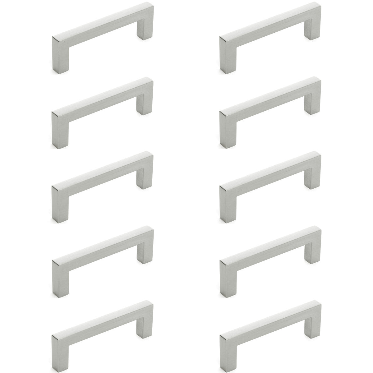 Diversa Brushed Satin Nickel 3&quot; (76mm) Square Edge Solid Cabinet Bar Pull - 10 PACK