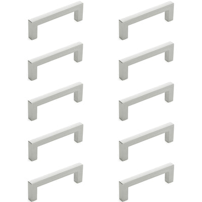 Diversa Brushed Satin Nickel 3&quot; (76mm) Square Edge Solid Cabinet Bar Pull - 10 PACK