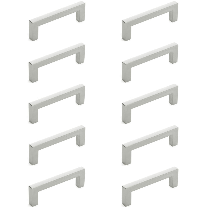 Diversa Brushed Satin Nickel 3&quot; (76mm) Square Edge Solid Cabinet Bar Pull - 10 PACK