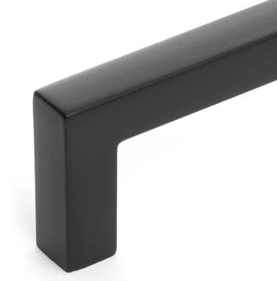 Diversa Matte Black 3-3/4&quot; (96mm) Square Edge Solid Cabinet Bar Pull - 10 PACK