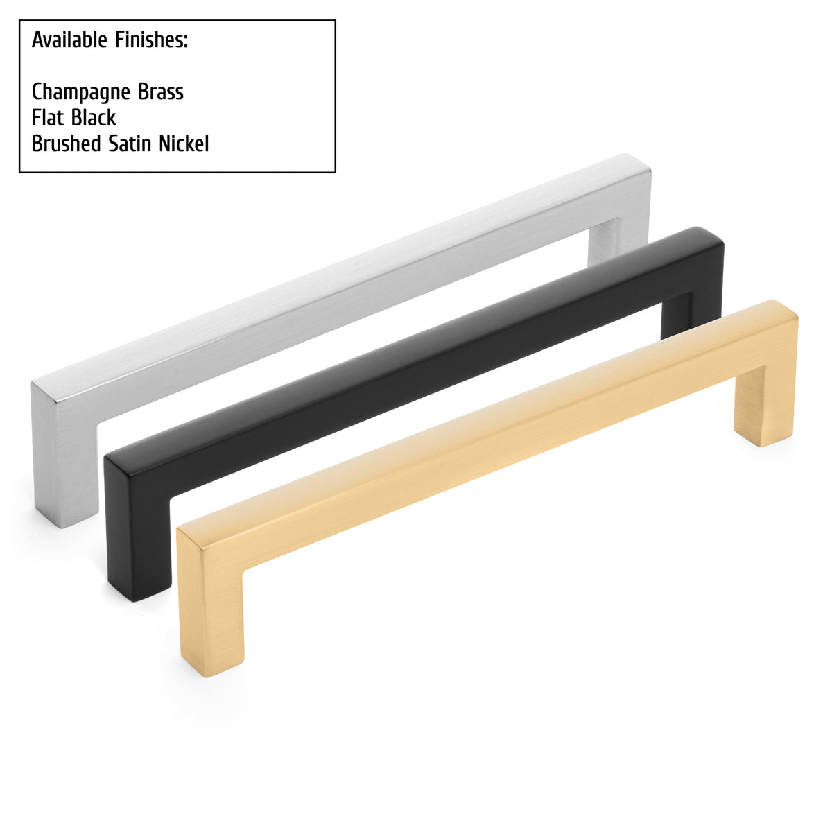Diversa Brushed Gold 7-1/2&quot; (192mm) Square Edge Solid Cabinet Bar Pull - 10 PACK