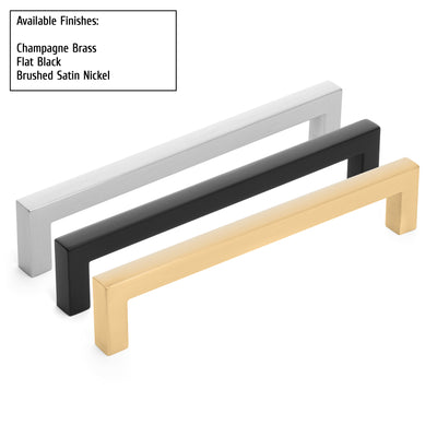 Diversa Brushed Gold 7-1/2&quot; (192mm) Square Edge Solid Cabinet Bar Pull - 10 PACK