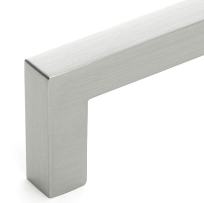 Diversa Brushed Satin Nickel 3-3/4&quot; (96mm) Square Edge Solid Cabinet Bar Pull