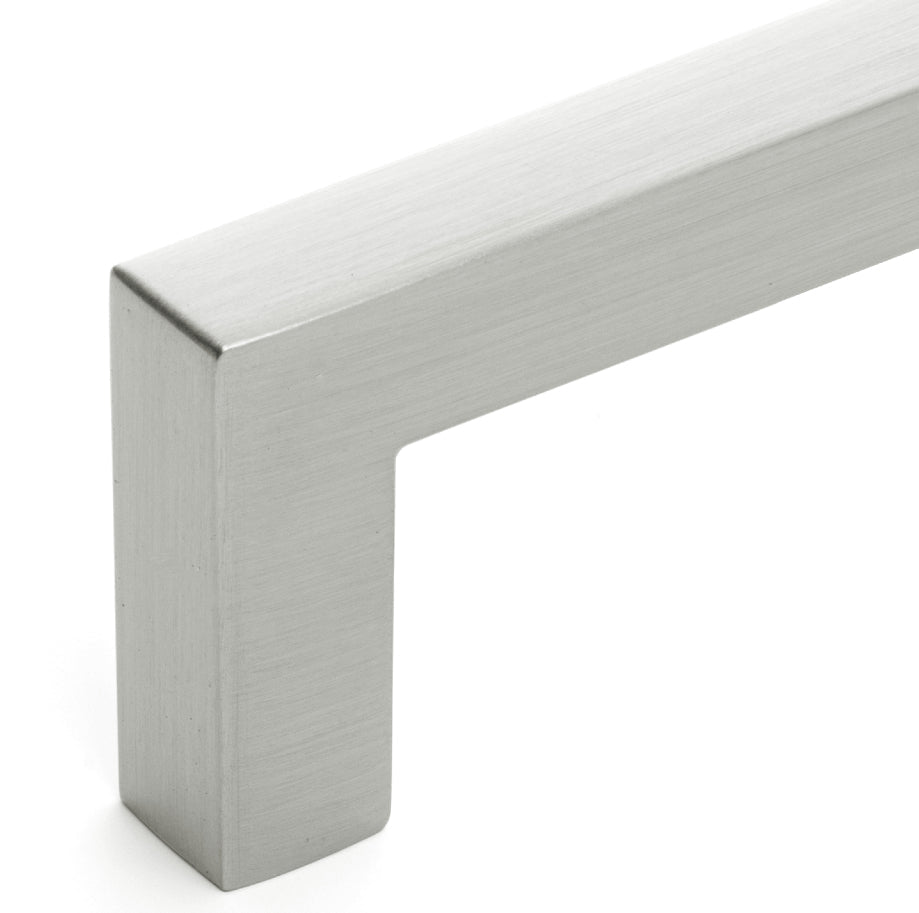 Diversa Brushed Satin Nickel 7-1/2&quot; (192mm) Square Edge Solid Cabinet Bar Pull - 10 PACK