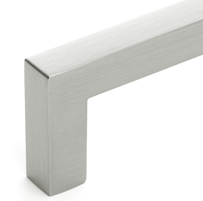 Diversa Brushed Satin Nickel 7-1/2" (192mm) Square Edge Solid Cabinet Bar Pull - 10 PACK