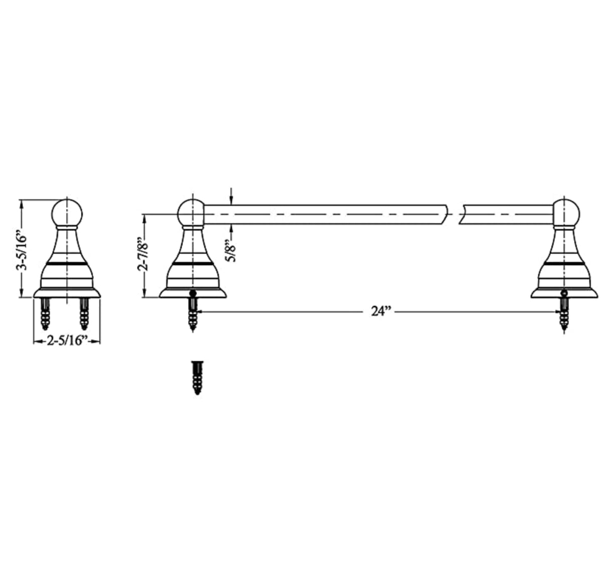 Satin Nickel Towel Bar 24&quot; bathroom towel bar