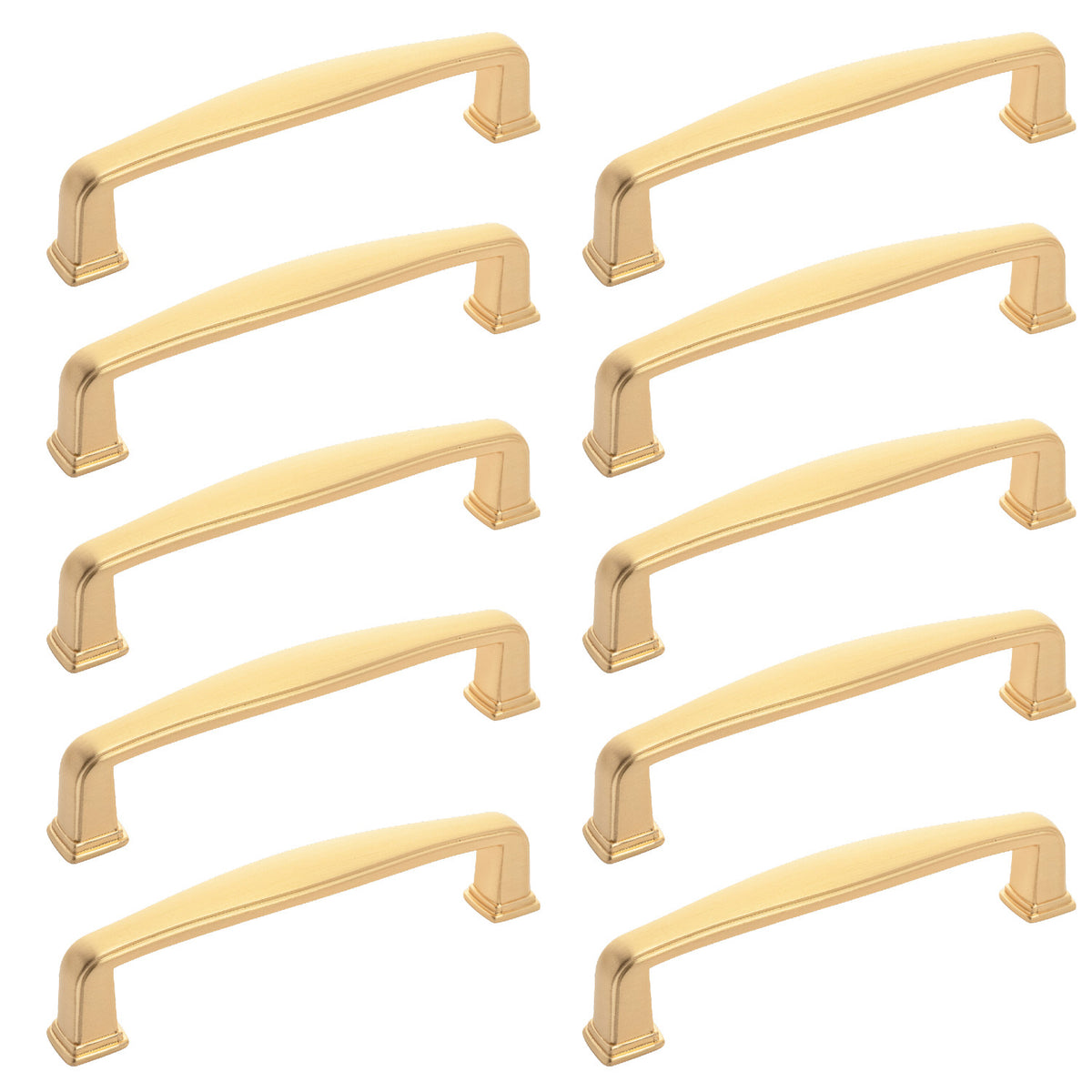 Diversa Brushed Gold Traditional 3-3/4&quot; (96mm) Cabinet Drawer Pull - 10 PACK