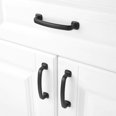 Diversa Matte Black Trinity 3-3/4&quot; (96mm) Cabinet Drawer Pull - 10 PACK