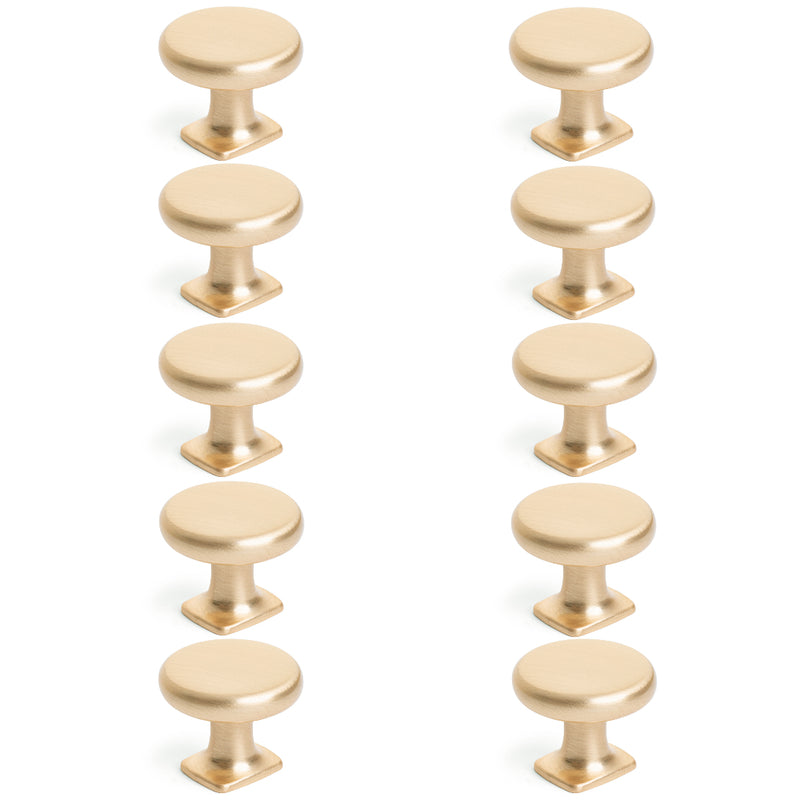 Diversa Brushed Gold Round Solid Cabinet Knob - 10 PACK