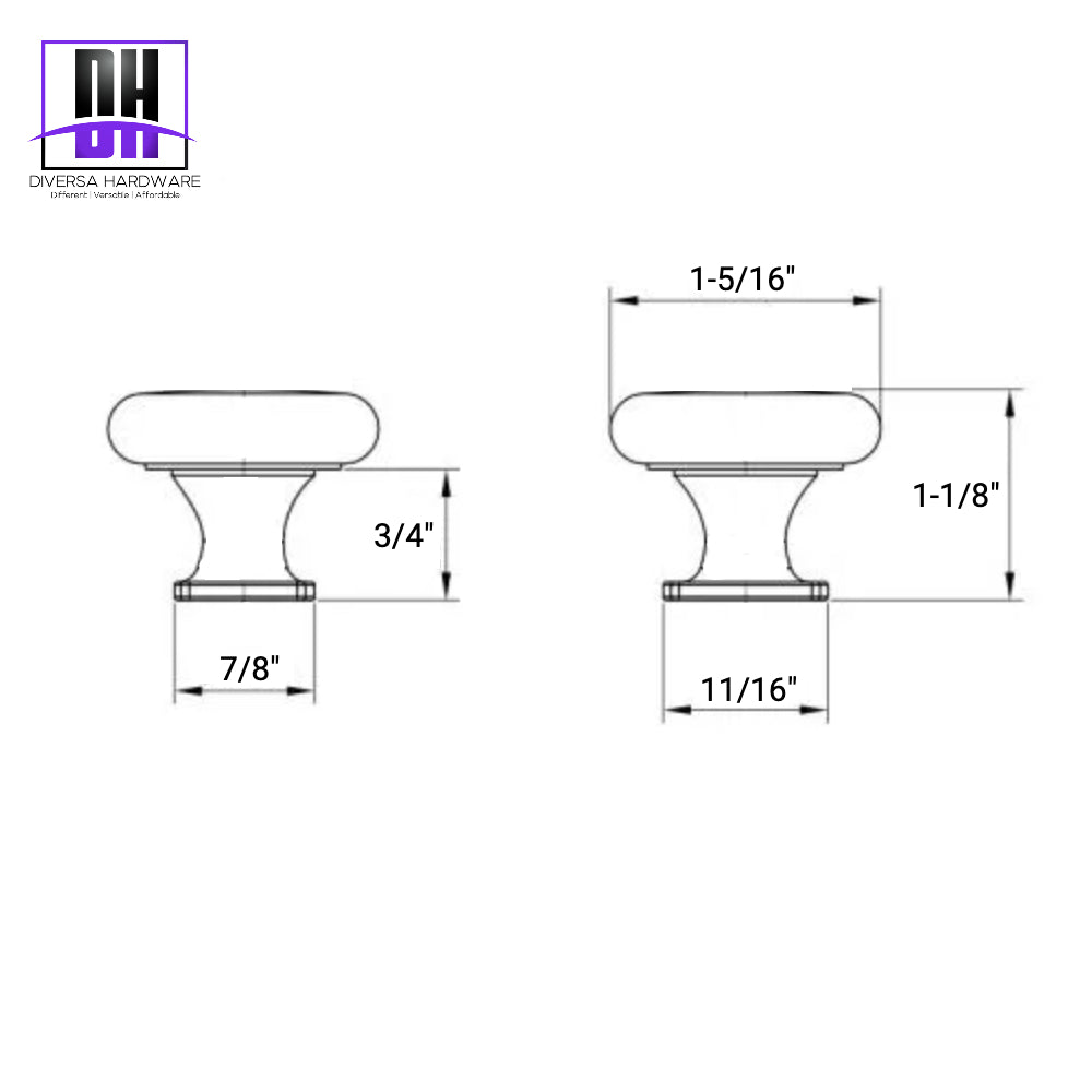 Diversa Brushed Satin Nickel Round Solid Cabinet Knob schematic diagram