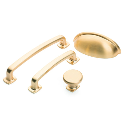 Diversa Brushed Gold Trinity 3-3/4&quot; (96mm) Cabinet Drawer Pull - 10 PACK