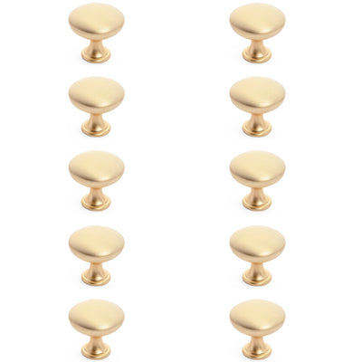Diversa Matte Brushed Brass Traditional Solid Cabinet Knob - 10 PACK