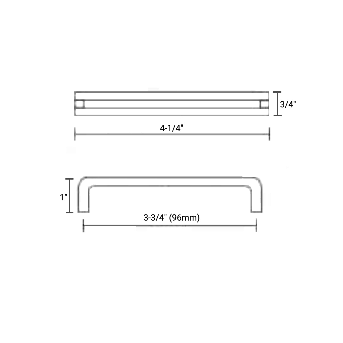 Diversa Limited Edition Matte Black 3-3/4&quot; (96mm) Reveal Cabinet Drawer Pull
