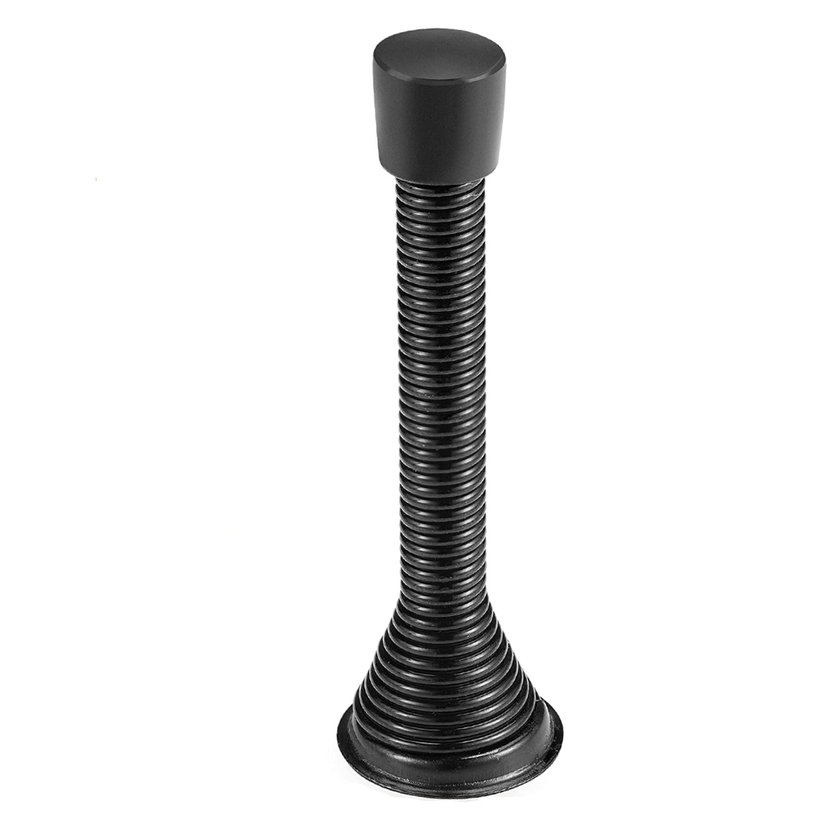 Black Spring Baseboard Door Stop with Black Rubber Tip