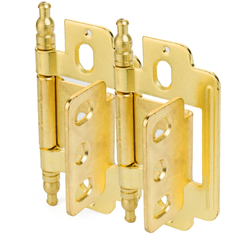 Cosmas 14280-BB Brushed Brass 3/4&quot; Full Inset Partial Wrap Ball Tip Cabinet Hinge (Pair)