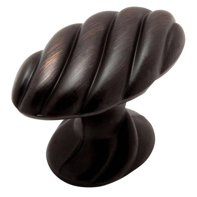Twist cabinet knob in oil rubbed bronze finish with seven eighths inch width
