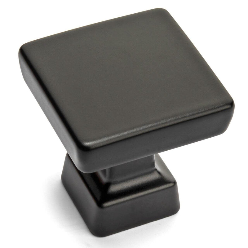 Modern square drawer knob in flat black finish with one inch width