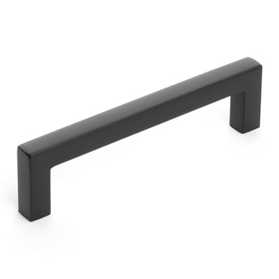 Diversa Matte Black 3-3/4&quot; (96mm) Square Edge Solid Cabinet Bar Pull - 10 PACK