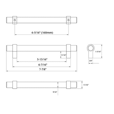 Cosmas 161-160SN Satin Nickel Euro Style Bar Pull