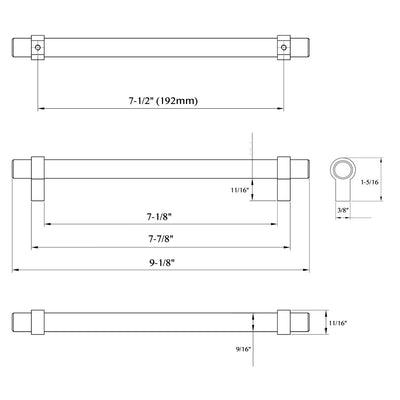 Cosmas 161-192SN Satin Nickel Euro Style Bar Pull