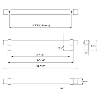 Cosmas 161-224BB Brushed Brass Euro Style Bar Pull schematic design