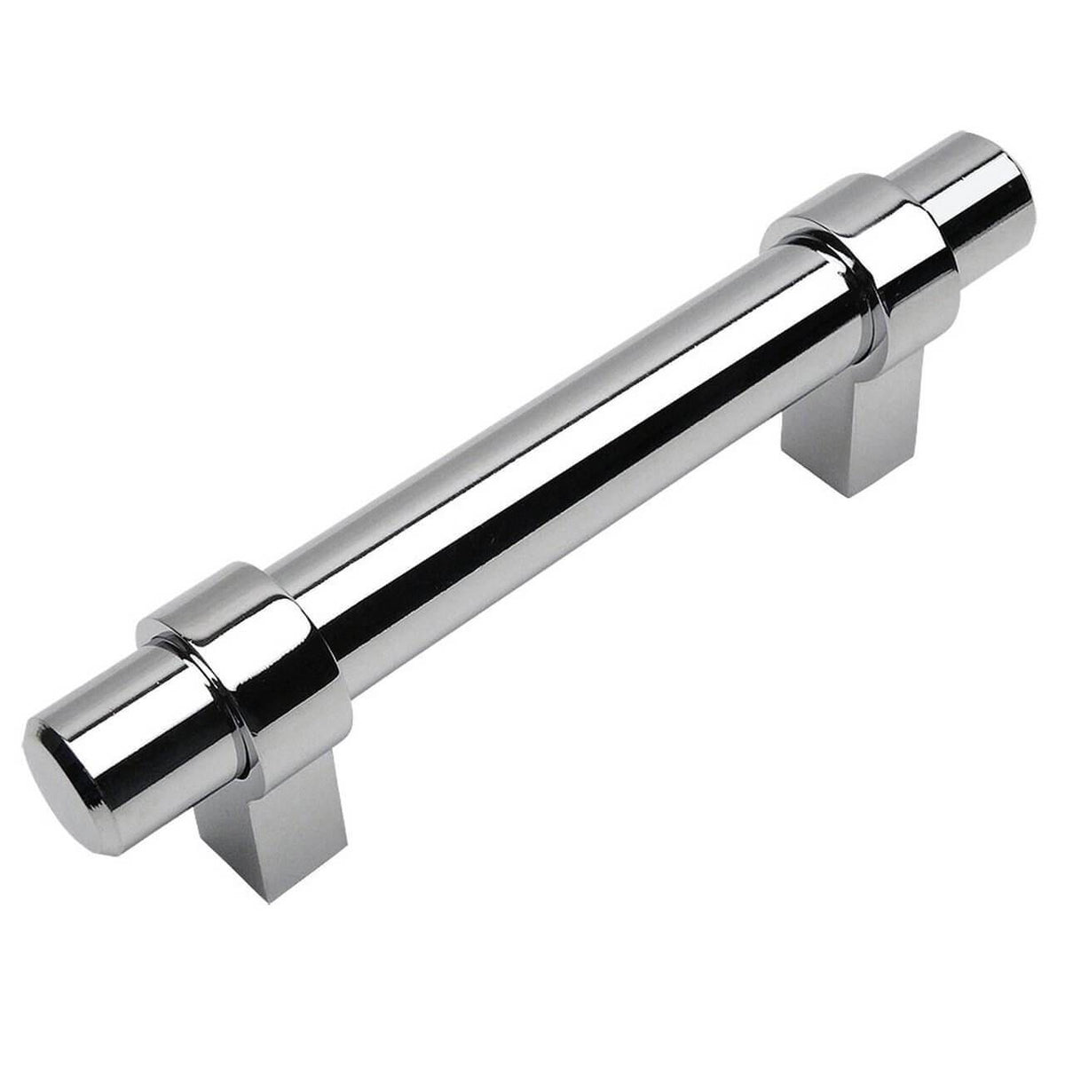 Polished chrome euro style bar pull with three inch hole spacing